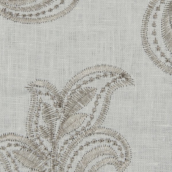 Picture of Linen Leaf White upholstery fabric.