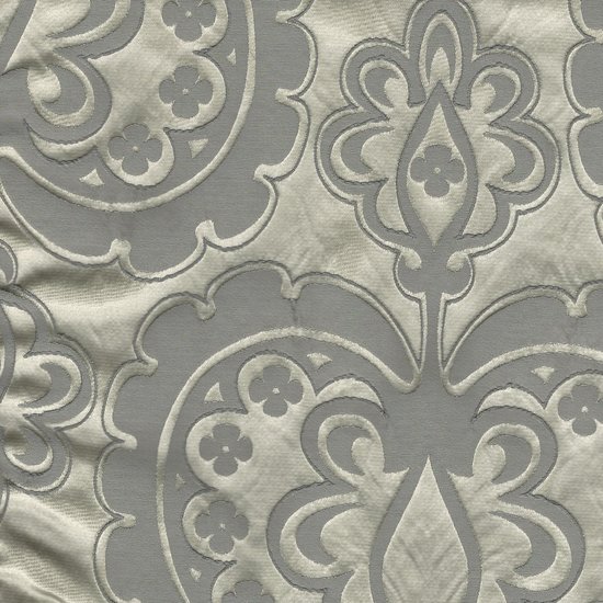 Picture of Majestic Heart Platinum upholstery fabric.