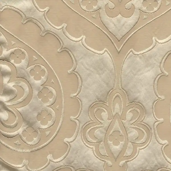 Picture of Majestic Heart Champagne upholstery fabric.