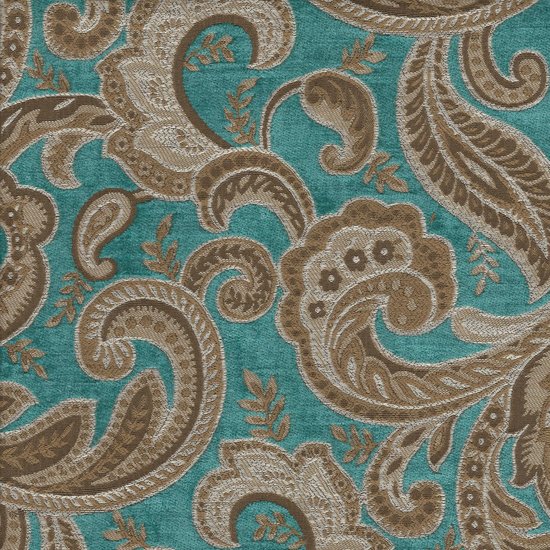 Picture of Boulange Turquoise upholstery fabric.