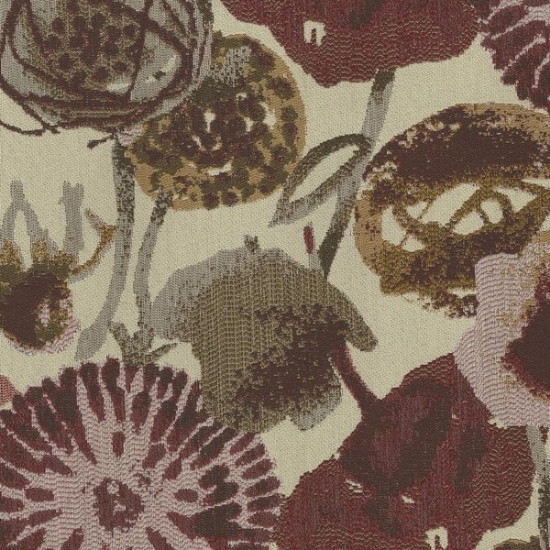 Picture of Lotus Pomegranate upholstery fabric.