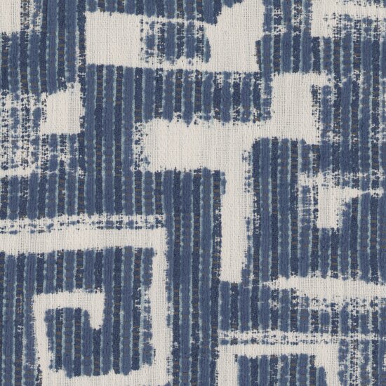 Picture of Labyrinth Indigo upholstery fabric.
