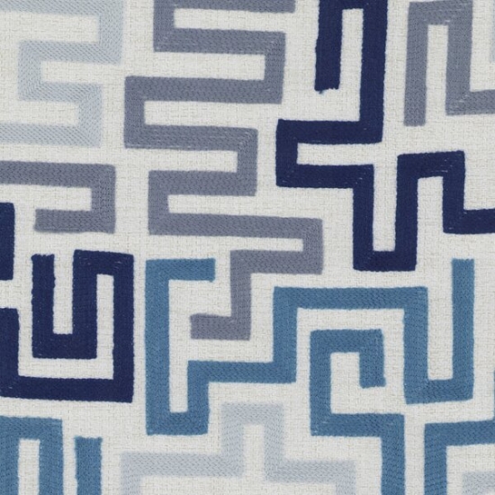 Picture of Maze Indigo upholstery fabric.