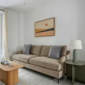 Modern Velvet Sand upholstered sofa