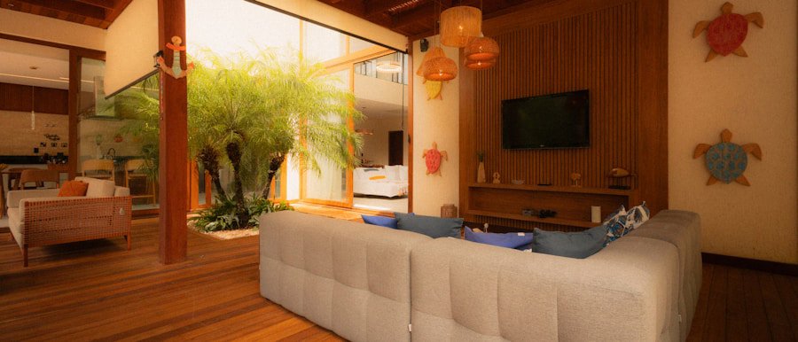 beach house interior sofa