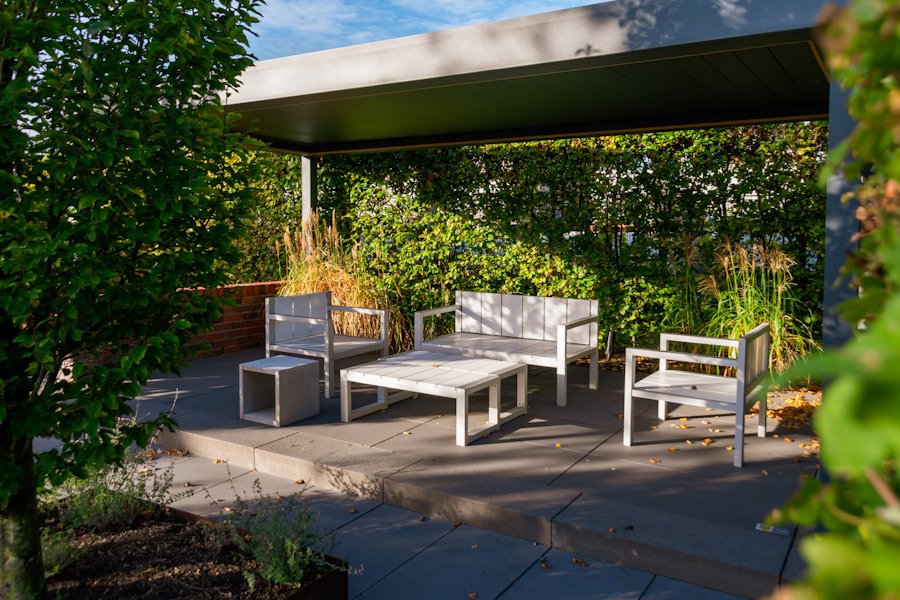 covered pergola outdoor seating