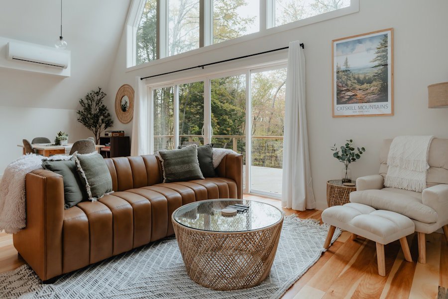 faux leather sofa living room
