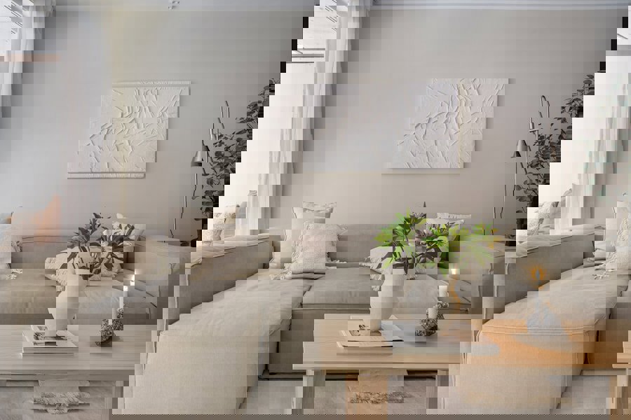 linen sofa natural light