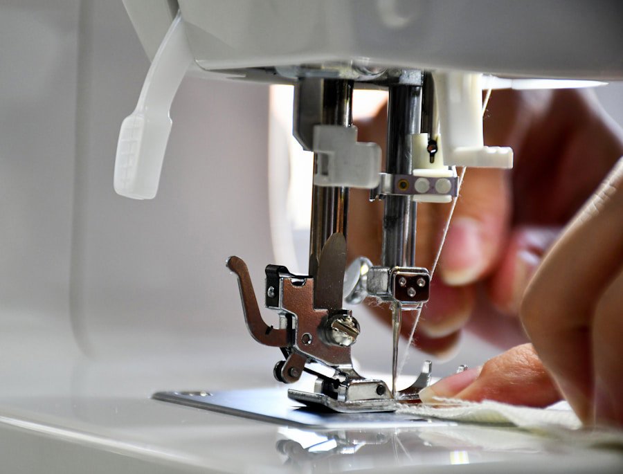 sewing upholstery fabric closeup