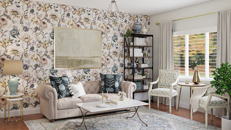 spring living room pastels