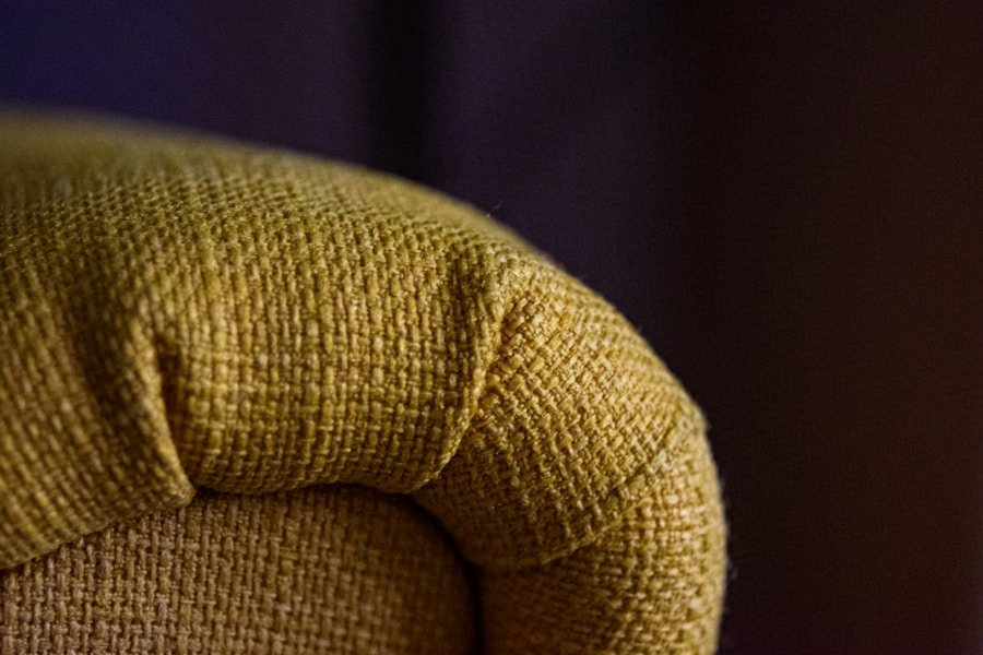 worn sofa fabric close